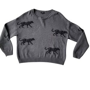Rails Perci Ash Jungle Cat Cotton Cashmere Pullover Wild Cat Sweater